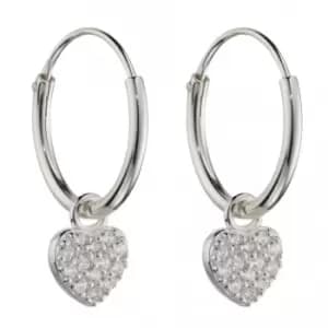 Small Pave Heart Assembled Hoop Earrings E5996C