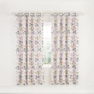 Helena Springfield Liv Blush Lined Eyelet Curtains Blush, Grey and Yellow