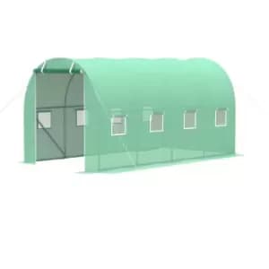 Walk in Polytunnel Outdoor Garden Greenhouse with Windows and Doors (4 x 2M) - Outsunny