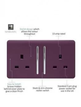 Trendiswitch 2G 13A Switched Socket Plum