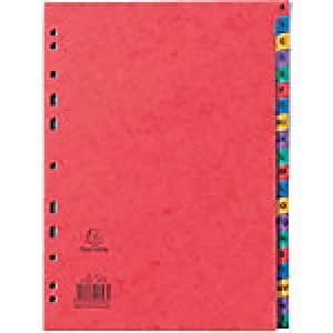 Exacompta Alphabetical Dividers A-Z A4 Multicolour 20 tabs perforated card a - z