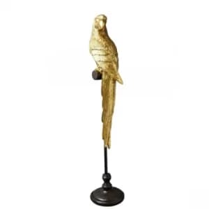 Parrot Ornament on Stand Gold 64cm
