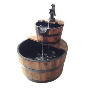 Charles Bentley Garden 2 Tier Wooden Barrel Water Feature