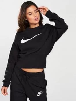 Nike Sporstwear Swoosh Crew Sweat Black Size S Women