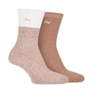 Jeep 2 Pack Super Soft Boot Socks Ladies - Brown