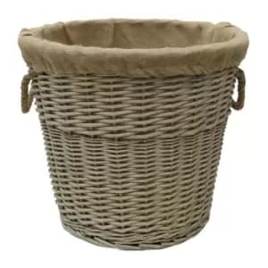 JVL Round Lined Chunky Log Basket - Antique Wash