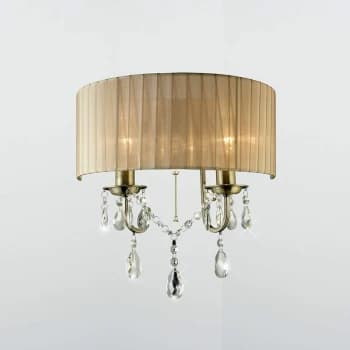 Olivia wall light with switch with bronze shade 2 bulbs antique brass / crystal