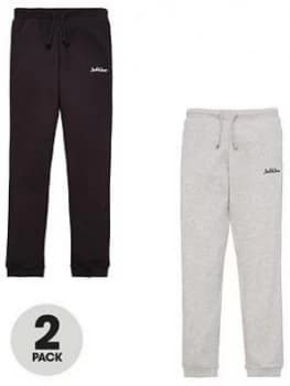 Jack & Jones Junior Boys 2 Pack Logo Joggers - Black/Light Grey Marl