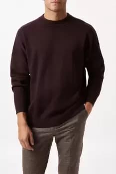 Mens Premium Chocolate Relaxed Knitted Crew Neck Jumper