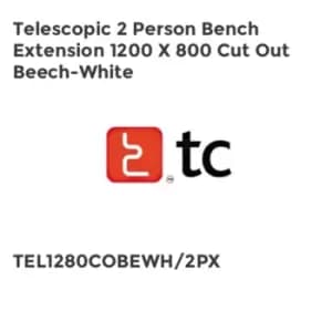 TC Group Telescopic 2 Person Bench Extension 1200 x 800 Cut Out Beech-White