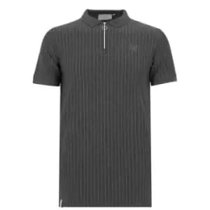 SikSilk Slim Zip Polo Shirt - Grey