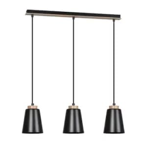 Bolero Black Bar Pendant Ceiling Light 3x E27