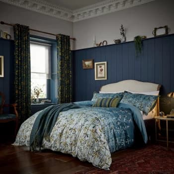 Clarissa Hulse Dark Blue Cotton 'Goosegrass' Duvet Cover Set - double