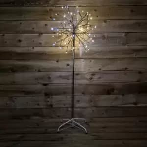 Snowtime - 1.2m Champagne Firework Outdoor Christmas Tree with 72 Static 24 Flashing White LEDs