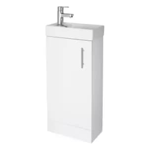 Nuie Vault 400mm Floor Standing Cabinet & Basin - Gloss White