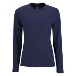 SOLS Womens/Ladies Imperial Long Sleeve T-Shirt (L) (French Navy)