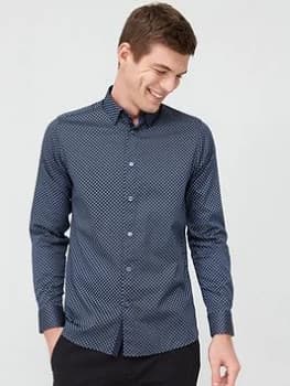 Ted Baker Longsleeve Geo Print Shirt, Navy, Size 2, Men