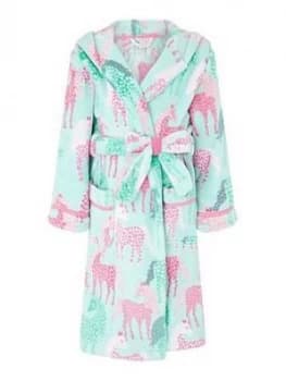 Monsoon Girls Sustainable Unicorn Print Chunky Robe - Pink