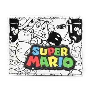 NINTENDO Super Mario Bros. Logo with All-over Villain Characters Print Bi-fold Wallet - Multi-Colour