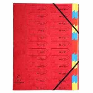 Europa Stapled Multipart File A4, 24 Sections, Red, Pack of 8