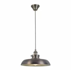 Vintage pendant lamp, steel and glass, bronze