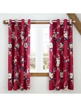 Catherine Lansfield Canterbury Eyelet Blackout Curtains - Raspberry