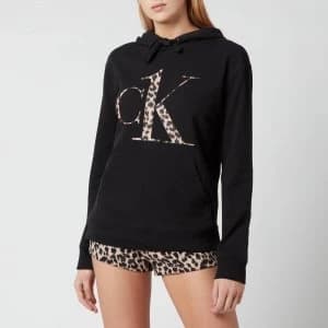 Calvin Klein Womens Leopard Logo Sweatshirt - Black - L