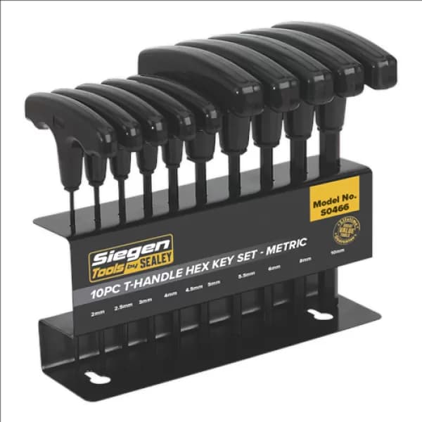 Genuine SEALEY S0466 Hex Key Set 10pc T-Handle - Metric