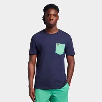 Mens Contrast Pocket T-Shirt - Navy/Green Glaze - L