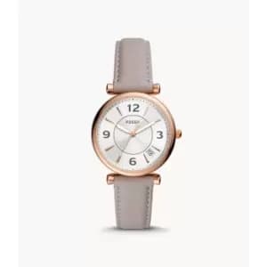 Fossil Womens Carlie Three-Hand Date Eco Leather Watch - Gray