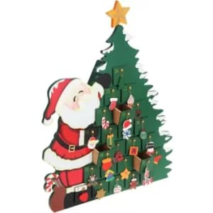 Advent Calendar Christmas Decoration Wooden Reusable Refillable Wood Xmas Countdown Advent Calendar Santa
