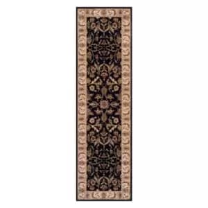 Oriental Weavers Royal Classic Runner Rug Black Gold Floral 636B 68X235cm