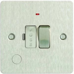 Wickes 13A Switched Fused Socket + LED Screwed Flat Plate Brushed Steel
