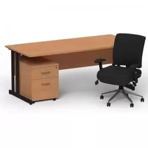 Impulse 1600800 Black Cant Desk Oak 2 Dr Mobile Ped & Chiro Med