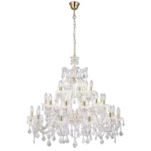 Marie Therese 30 Light Crystal Chandelier Polished Brass Finish, E14
