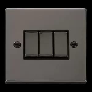 Click Scolmore Deco 10A 3 Gang 2 Way Rocker Switch - VPBN413BK