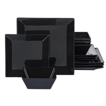 Stoneware Soho 12 Piece Dinner Set - Black