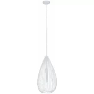 Teardrop White Pendant Light Contemporary Style Ceiling Light For Living Room Dining Room Bedroom And Hallway White Finish Sleek Design 32 x 177 x 32