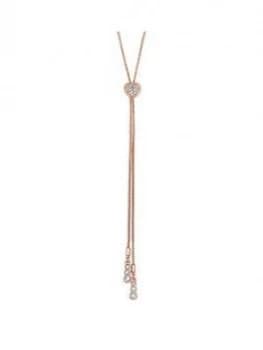 Jon Richard Jon Richard Swarovski Rose Gold Fine Pave Heart Lariat Necklace