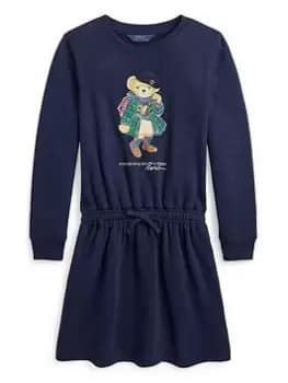 Ralph Lauren Girls Bear Sweat Dress - French Navy, Size 3 Years, Women