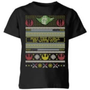 Star Wars May The force Be with You Pattern Kids Christmas T-Shirt - Black - 11-12 Years