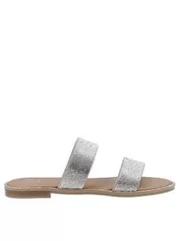 Dune London Loyale Flat Sandals - Silver, Size 5, Women