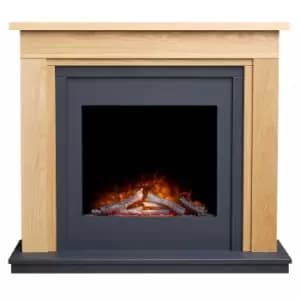 Adam 2kW Brentwood Electric Fireplace Suite In Oak & Charcoal Grey With Ontario Electric Fire 43 Inch