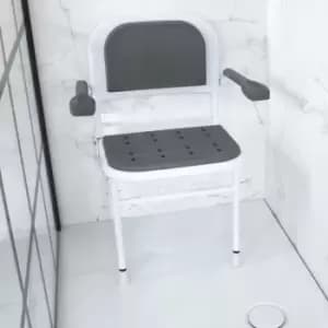 NRS Healthcare Folding Shower Seat (with Legs, Back & Arms & Padded Seat)