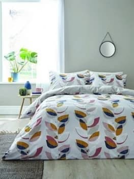 Catherine Lansfield Bianca Layered Leaf Egyptian Cotton Duvet Set - Db