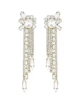 Mood Gold Crystal Floral Navette Chandelier Drop Earrings