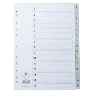 Concord Index 1-15 A4 Polypropylene Grey 62605