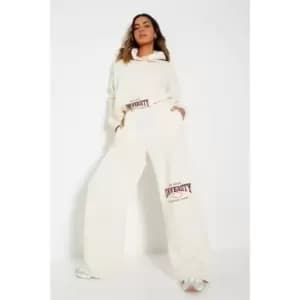 I Saw It First Reclaim Sustainable Stapes University Wide Leg Graphic Joggers - White
