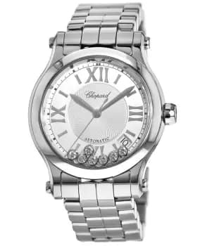 Chopard Happy Sport Medium Automatic 36mm Floating Diamond Steel Womens Watch 278559-3002 278559-3002
