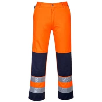 TX71ONRL - sz L Seville Hi-Vis Trousers - Orange/Navy - Portwest